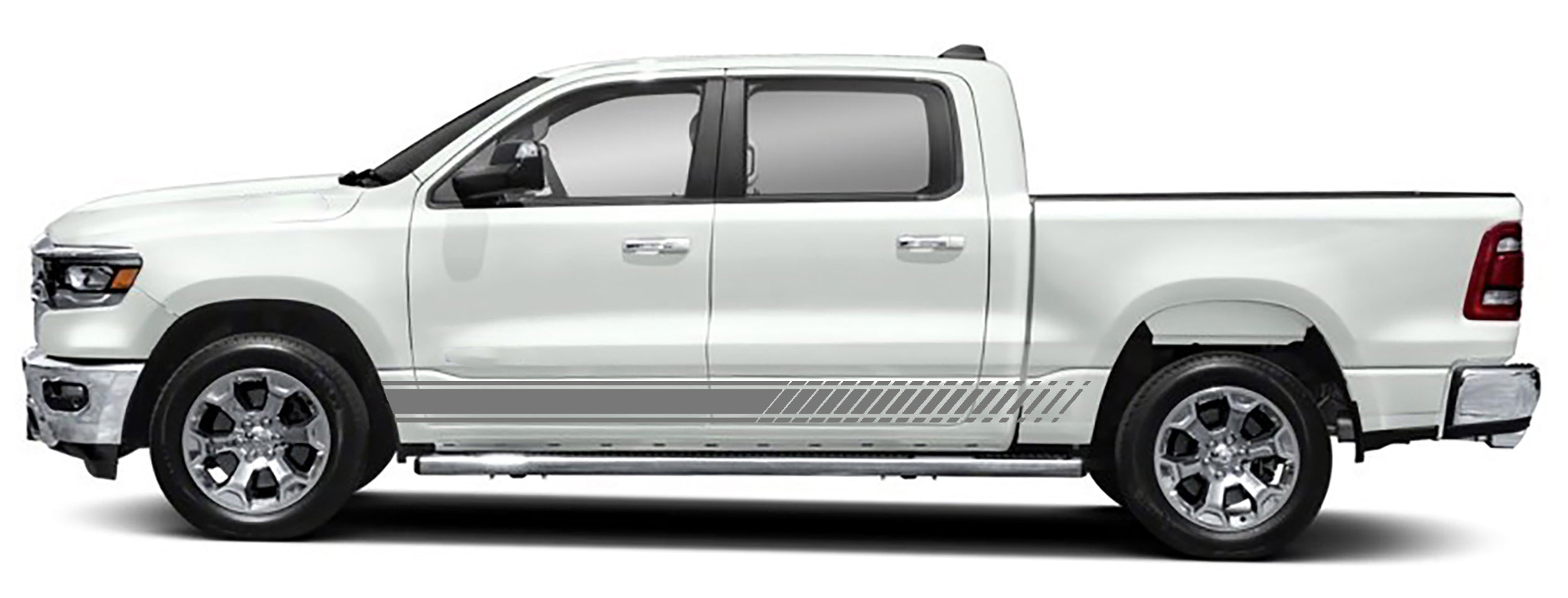 Long rocker panel stripes graphics for ram 1500 2500 2019 to 2023 models gray