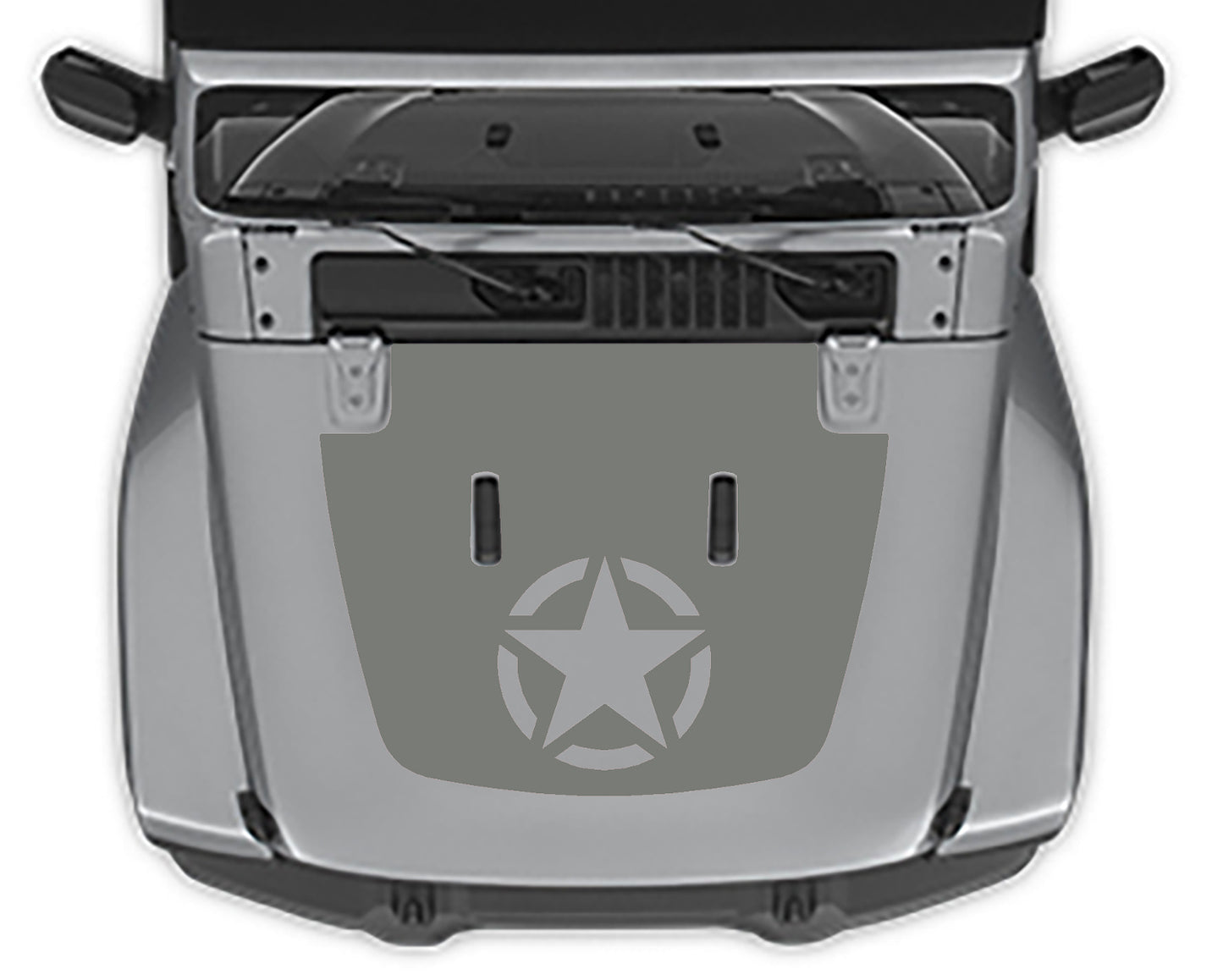 Jeep Wrangler JL Military Star Hood Decal : Vinyl Graphics Kit fits (2018-2023)