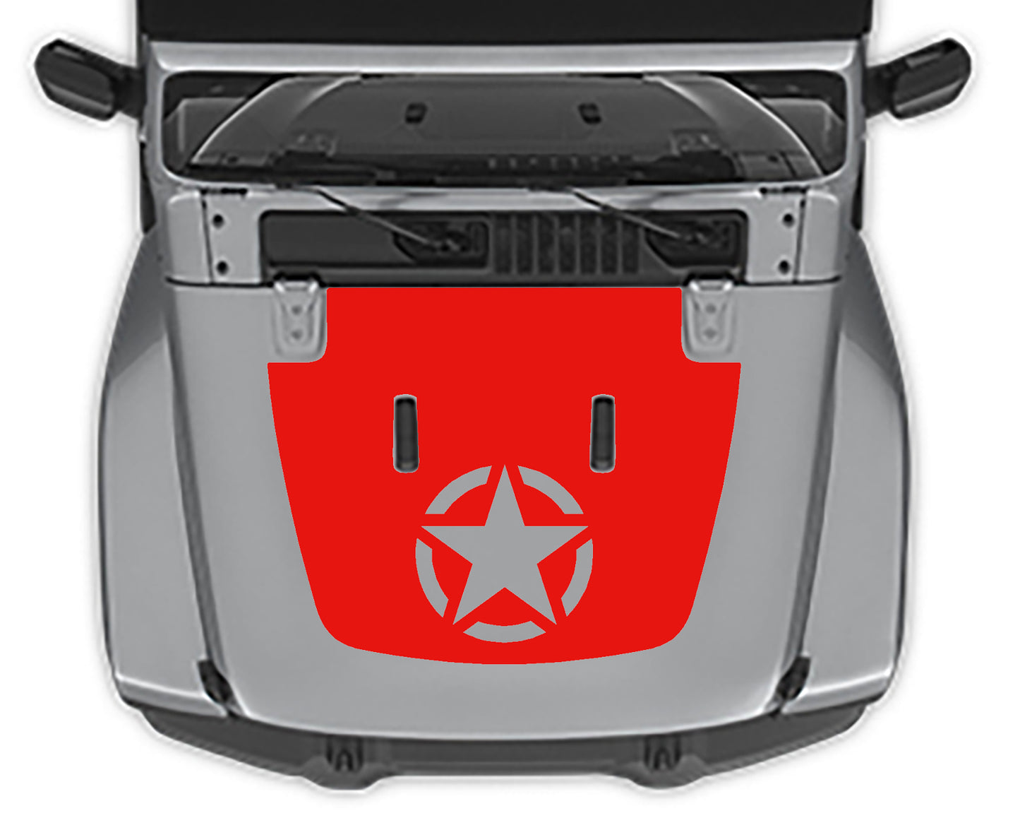 Jeep Wrangler JL Military Star Hood Decal : Vinyl Graphics Kit fits (2018-2023)