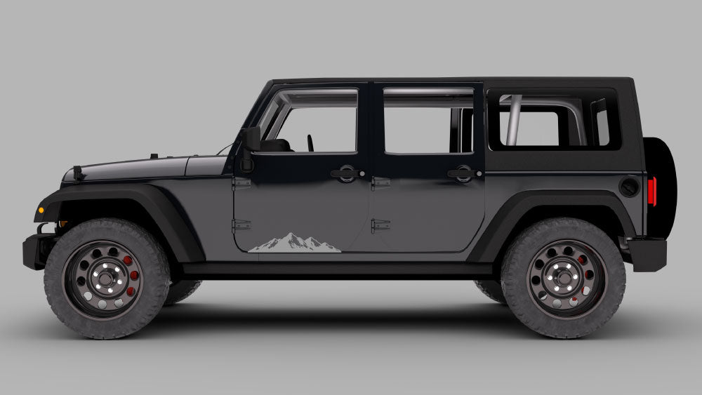 Jeep Wrangler JK side view with distressed claw slash rocker panel graphics decal in red