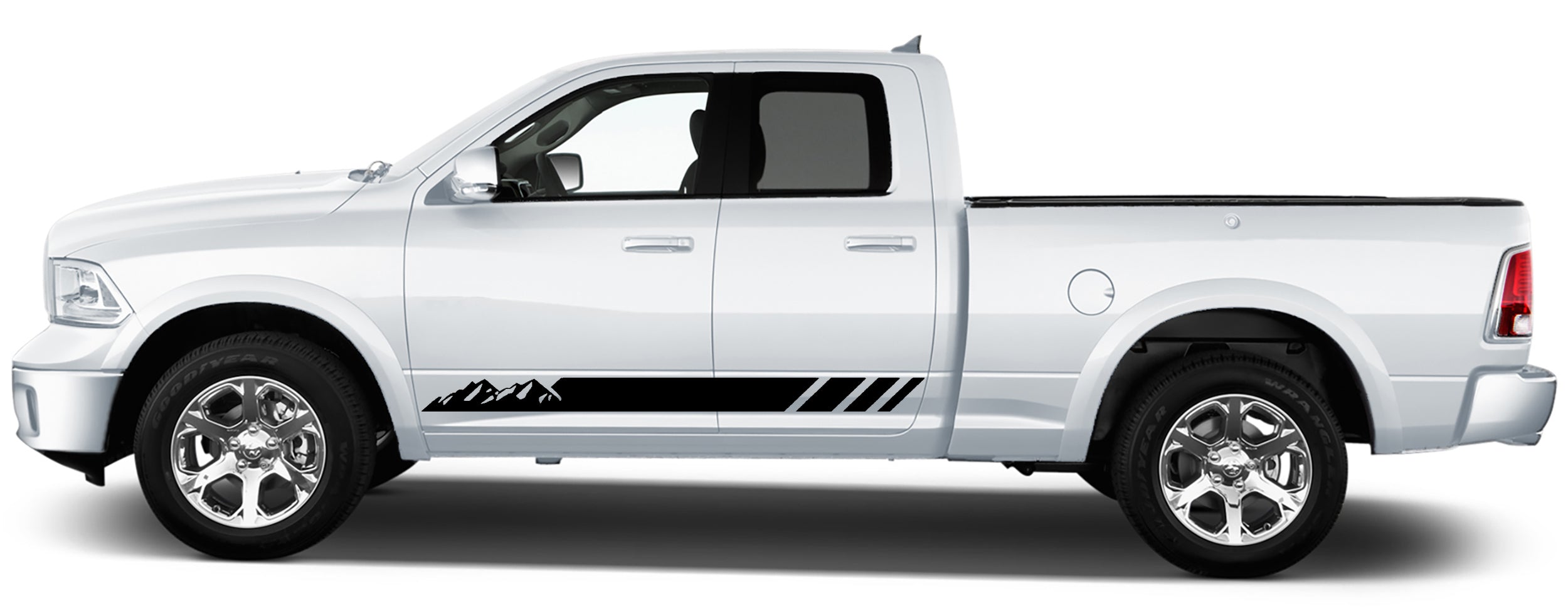 Mountain Rocker Panel Side Stripes Graphics for dodge ram 2008 to 2018 models black