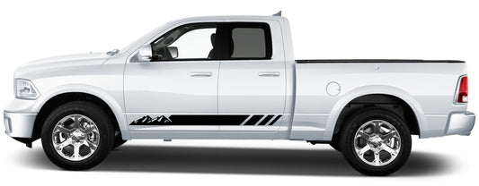 Mountain Rocker Panel Side Stripes Graphics for dodge ram 2008 to 2018 models black