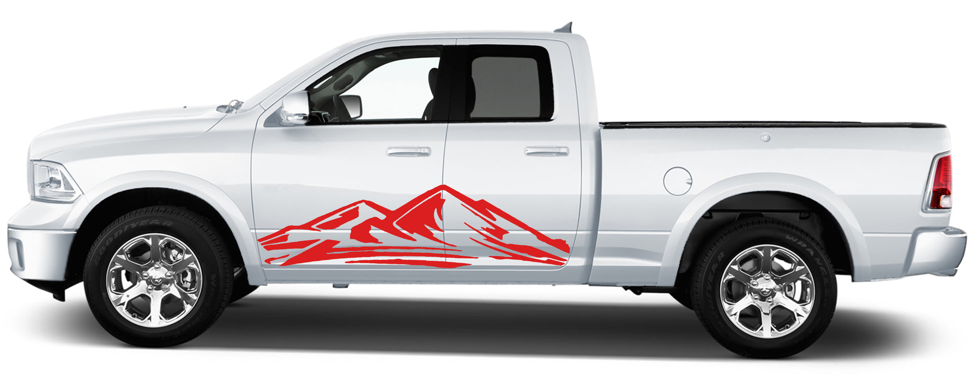 Mountain side graphics for dodge ram 2008 to 2018 models red