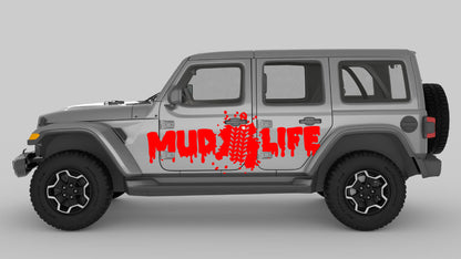 Red Mud Life Trail Edition Decals on gray Jeep Wrangler JL