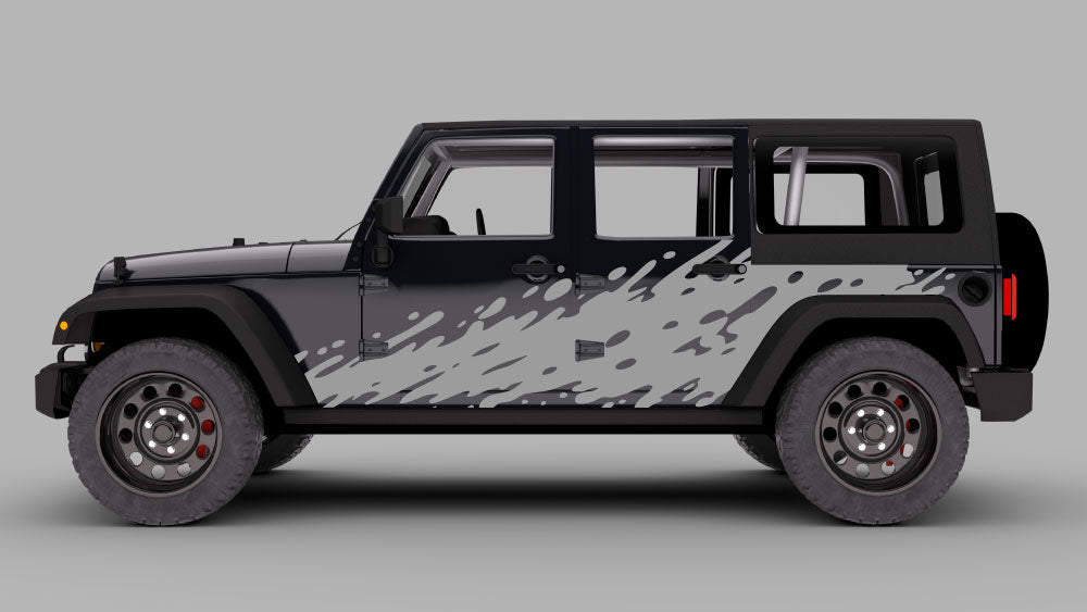 Jeep Wrangler JK JKU mud splash rocker side decal graphics in gray
