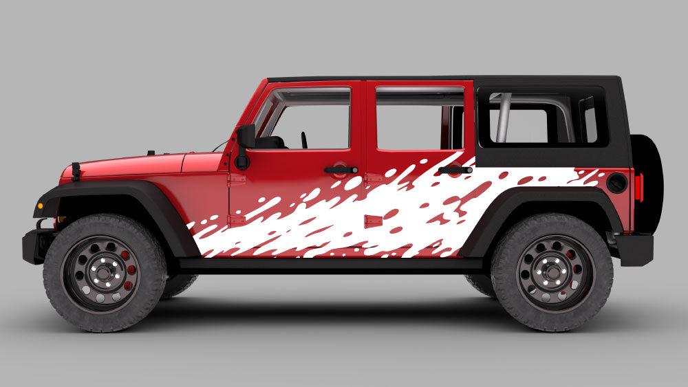 Jeep Wrangler JK JKU mud splash rocker side decal graphics in white