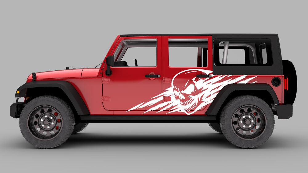Jeep Wrangler JK/JKU nightmare skull slash side decal graphics