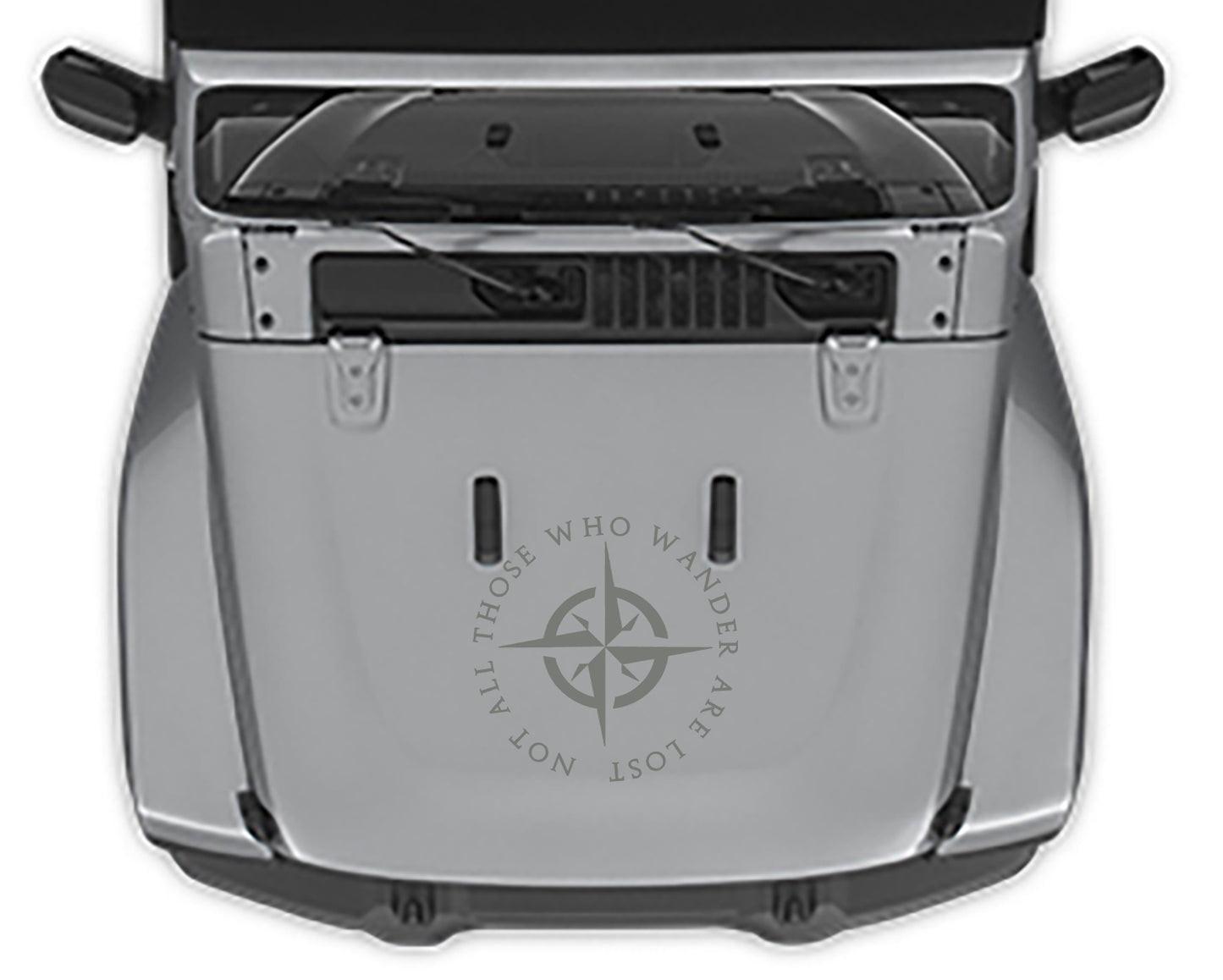 "not all those who wander are lost" Hood decal for jeep all models gray