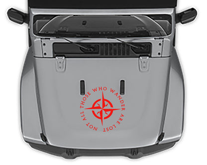 "not all those who wander are lost" Hood decal for jeep all models red