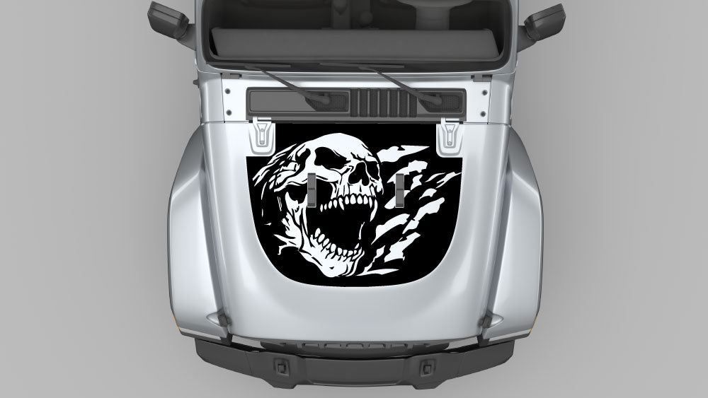 Ravage Reaper Skull hood decal on Jeep Wrangler JL