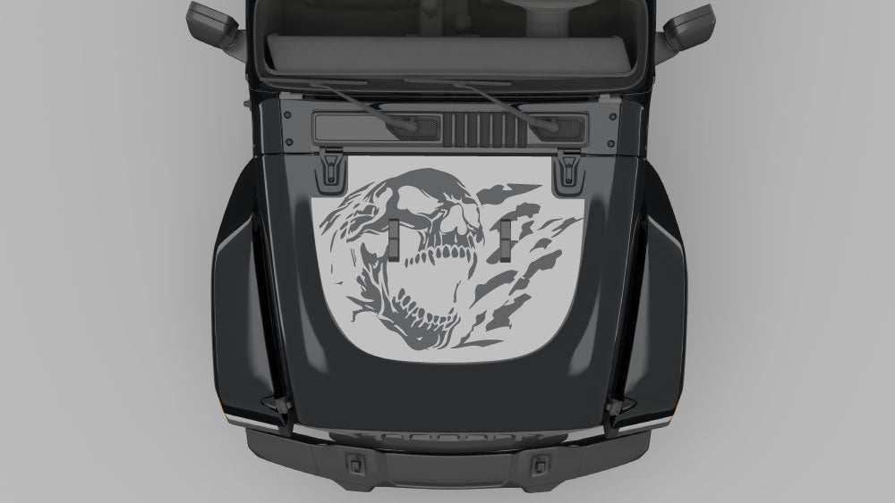 Ravage Reaper Skull hood decal on Jeep Wrangler JL