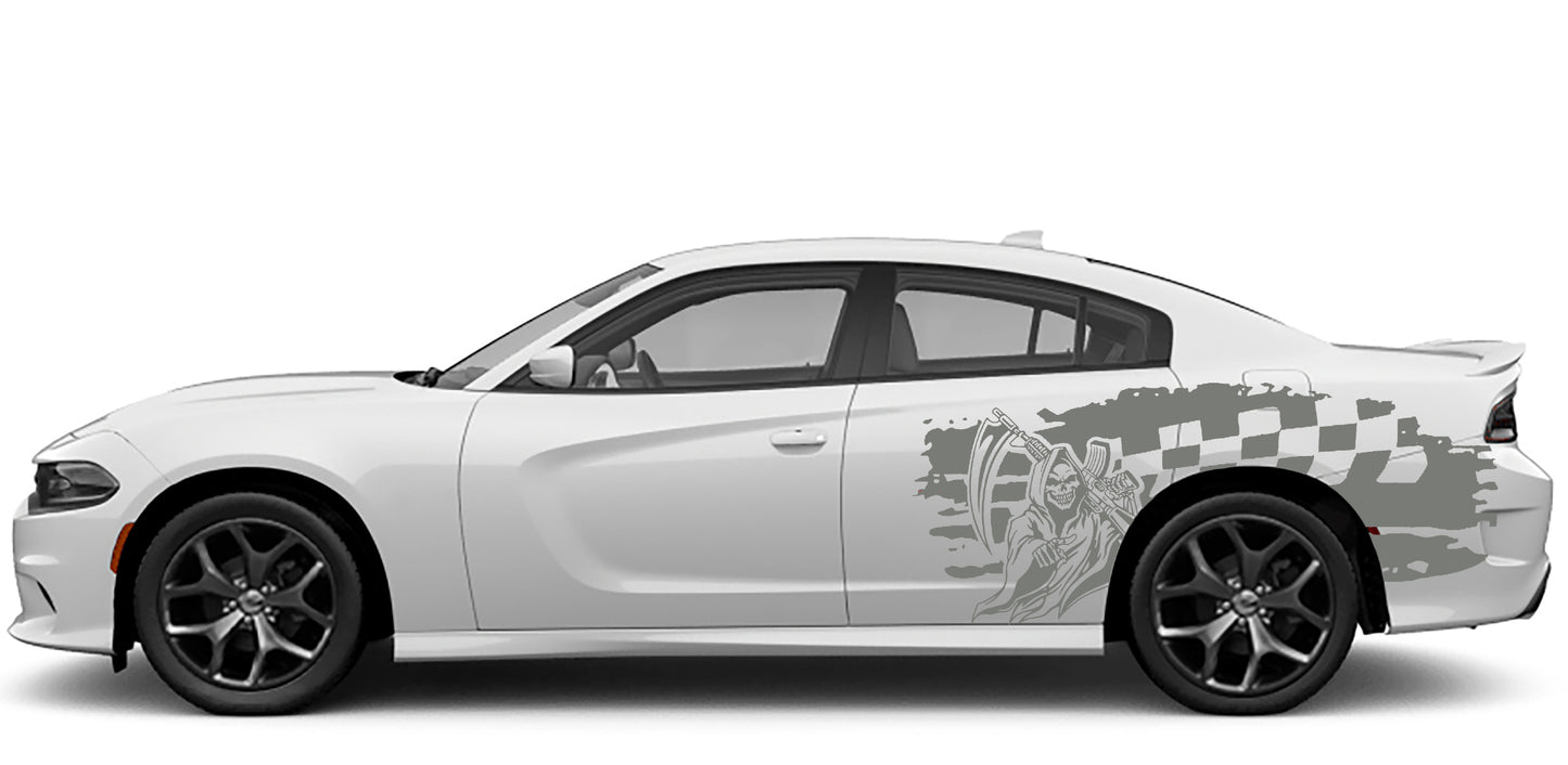 Reaper side decals for dodge charger 2015 to 2023 models gray