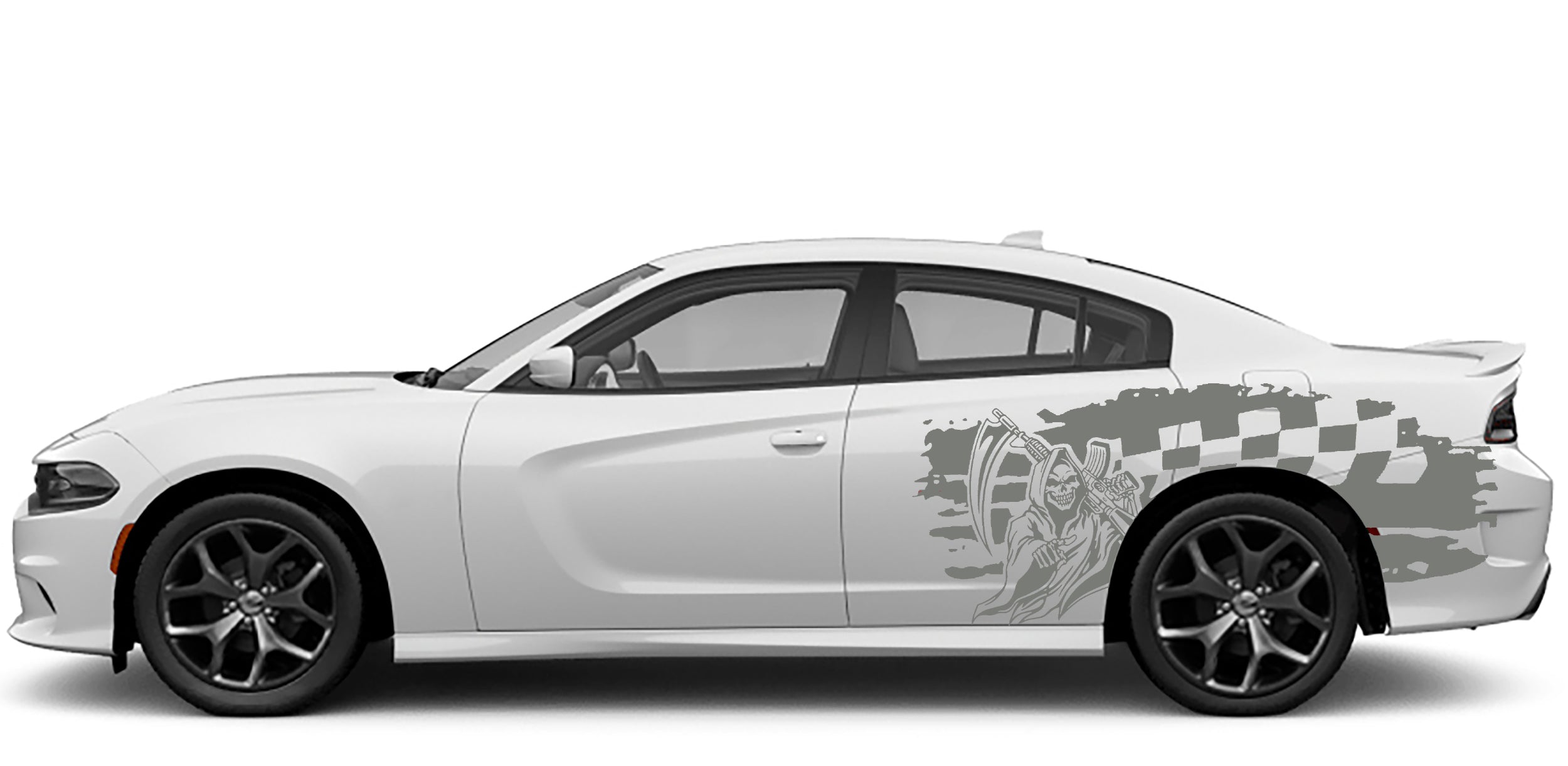 Reaper side decals for dodge charger 2015 to 2023 models gray
