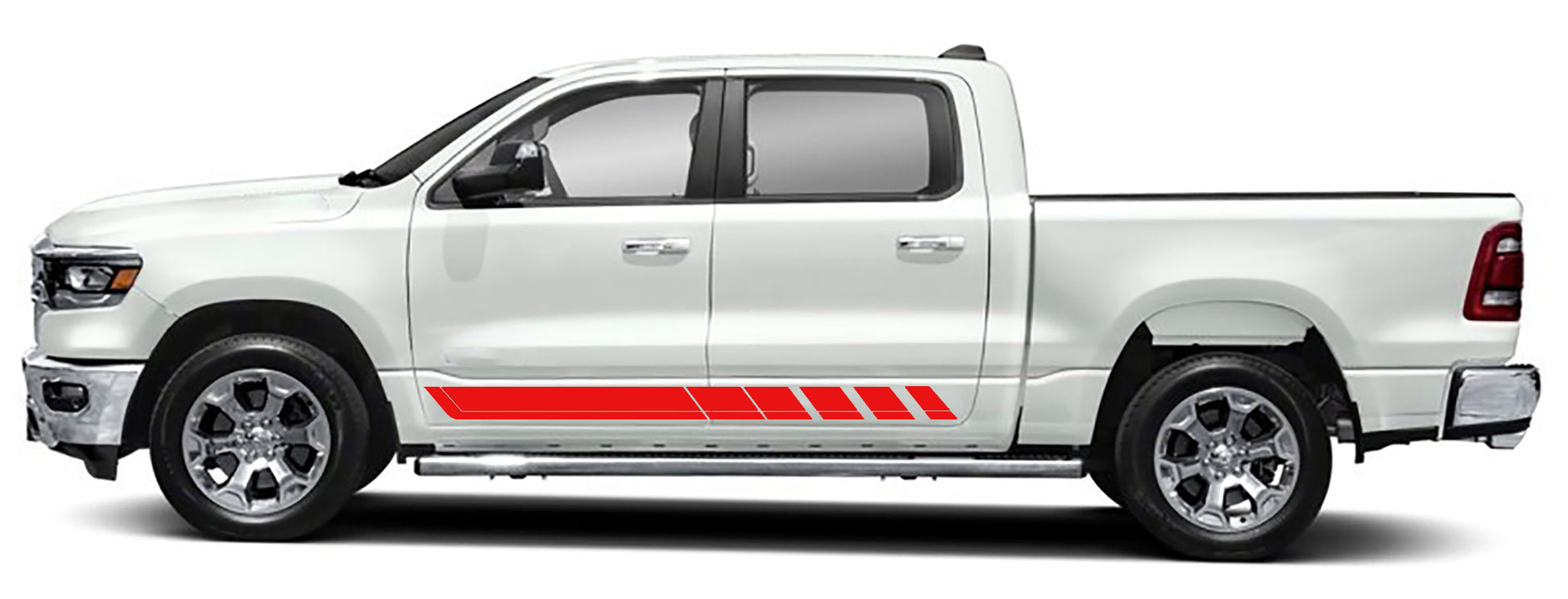 rocker stripes graphics for dodge ram 1500 2500 2019 to 2023 models red