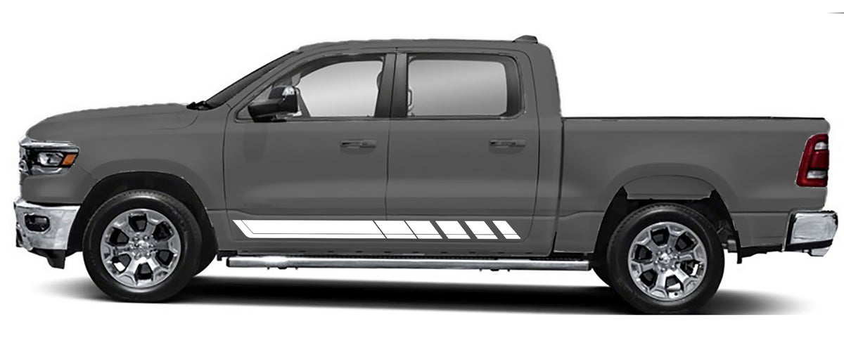 Dodge Ram Rocker Panel Stripes Decals (Pair) : Vinyl Graphics Kit Fits