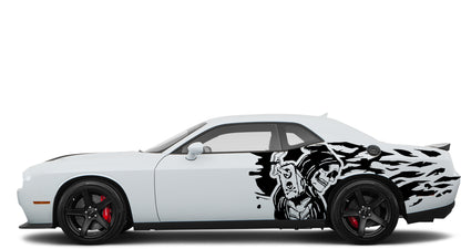 Dodge Challenger Skull Gun Side Decals (Pair) : Vinyl Graphics Kit Fits (2008-2023)