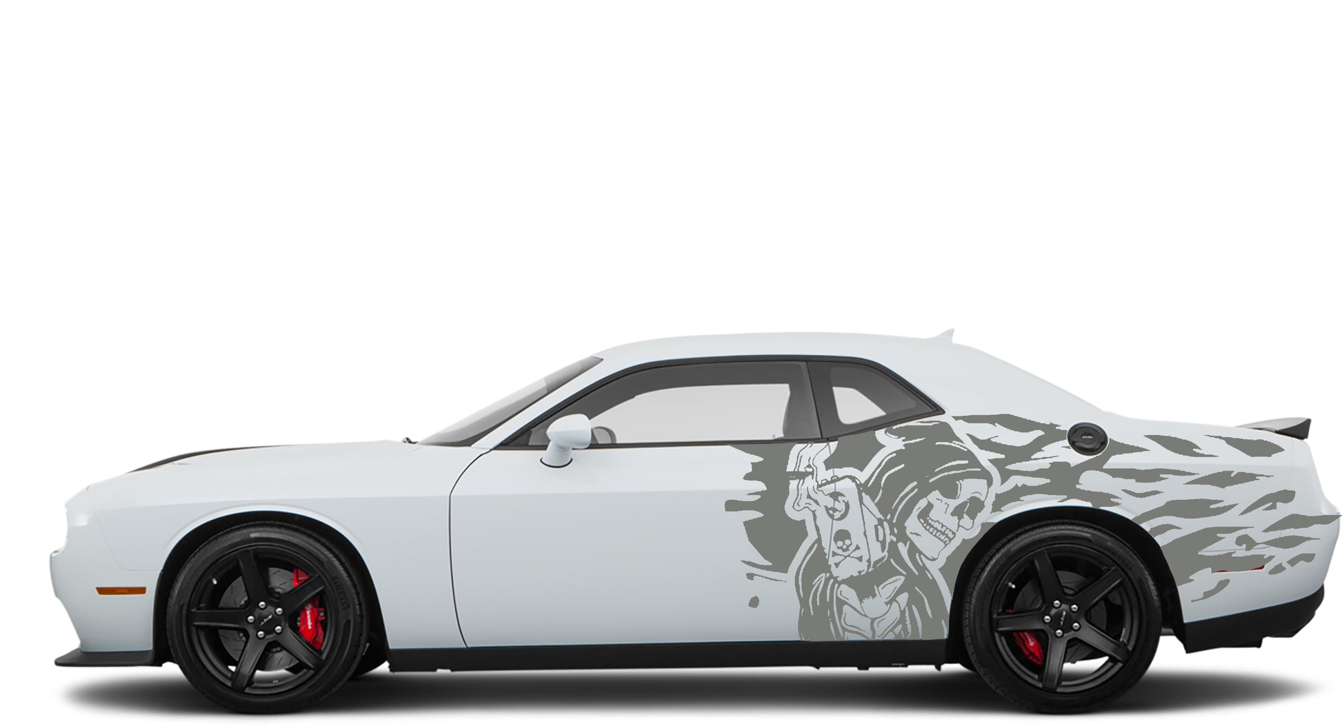 skull gun side decals for dodge challenger 2008 to 2023 models gray