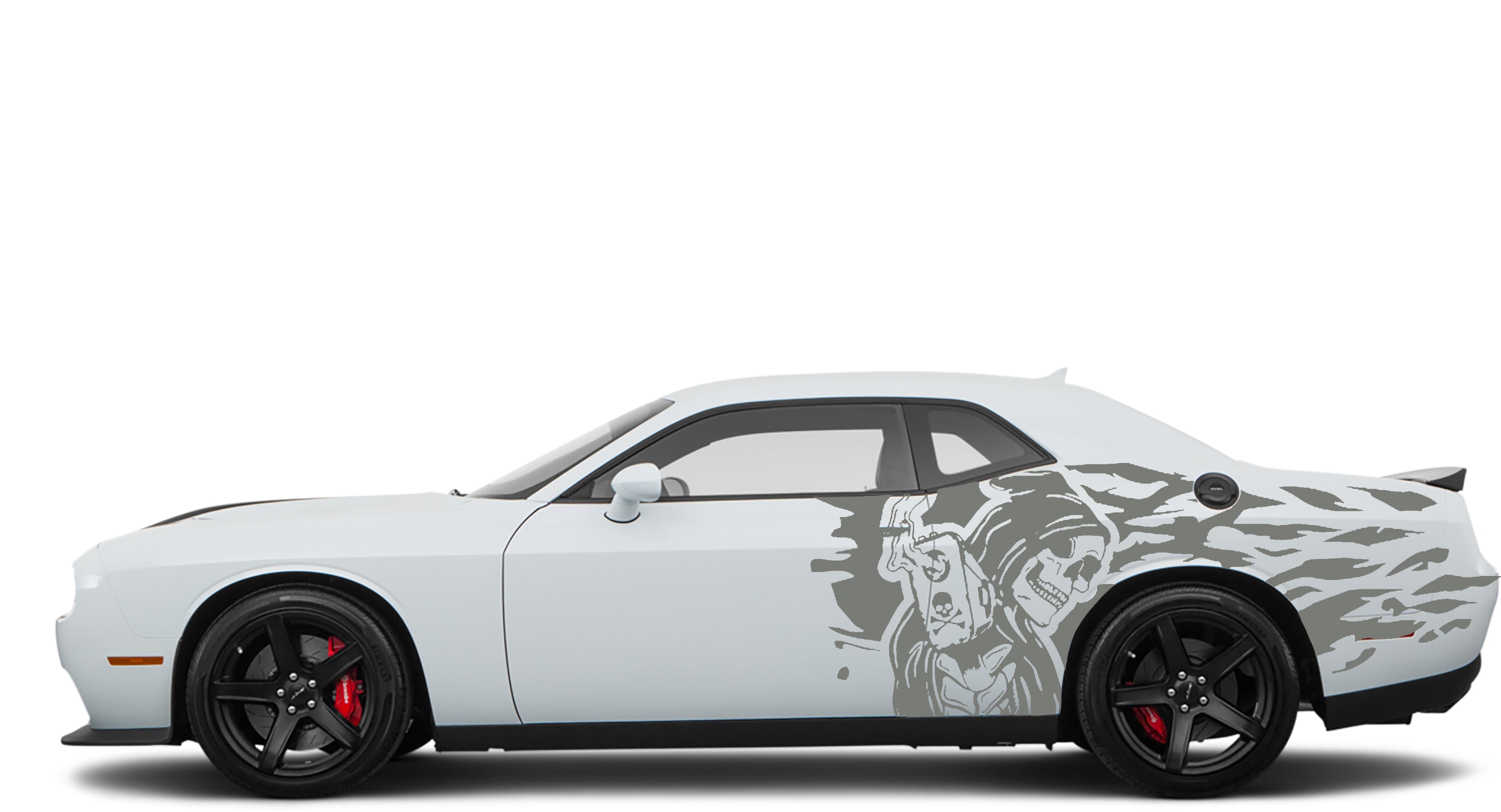 skull gun side decals for dodge challenger 2008 to 2023 models gray