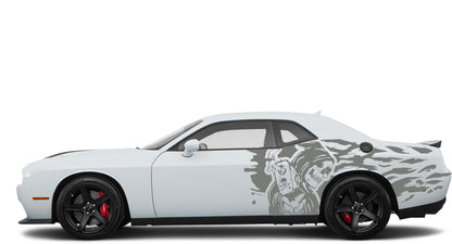 skull gun side decals for dodge challenger 2008 to 2023 models gray