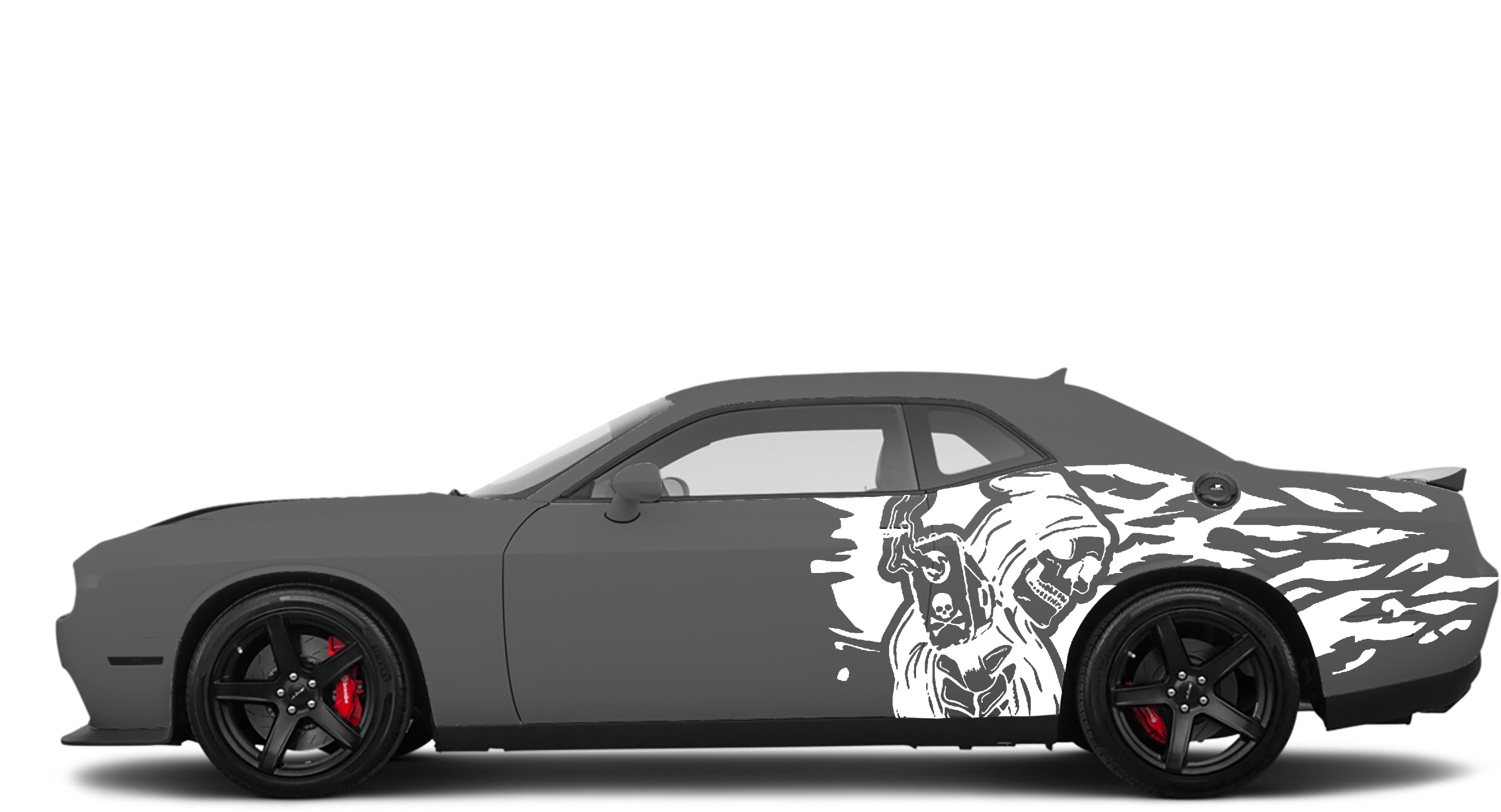 skull gun side decals for dodge challenger 2008 to 2023 models white
