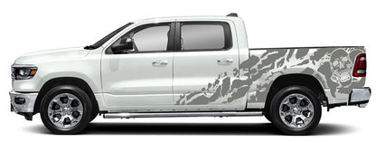 shredded skull side graphics for dodge ram 2018 to 2023 models gray
