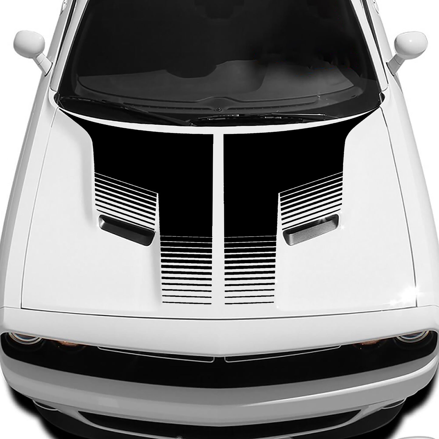 Strobe hood decal for dodge challenger 2015 to 2023 models black