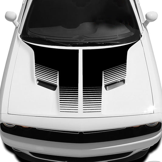 Strobe hood decal for dodge challenger 2015 to 2023 models black