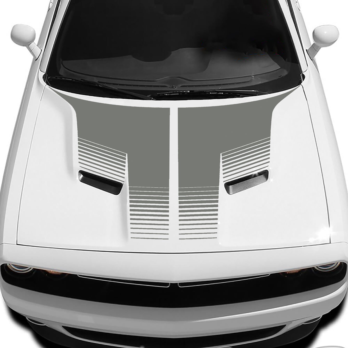 Strobe hood decal for dodge challenger 2015 to 2023 models gray