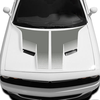 Strobe hood decal for dodge challenger 2015 to 2023 models gray