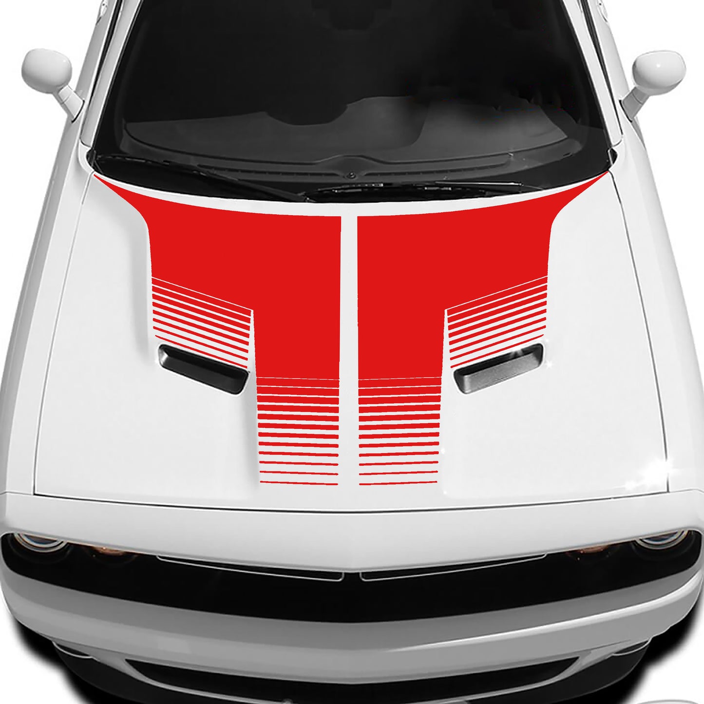 Strobe hood decal for dodge challenger 2015 to 2023 models red