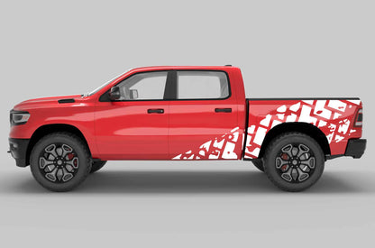 Tire tracks side decals graphics compatible Dodge Ram
