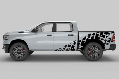 Tire tracks side decals graphics compatible Dodge Ram