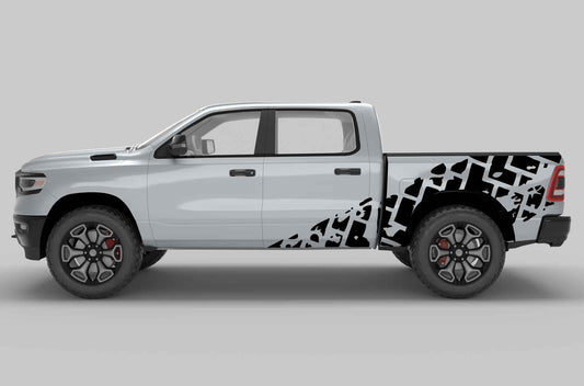 Tire tracks side decals graphics compatible Dodge Ram