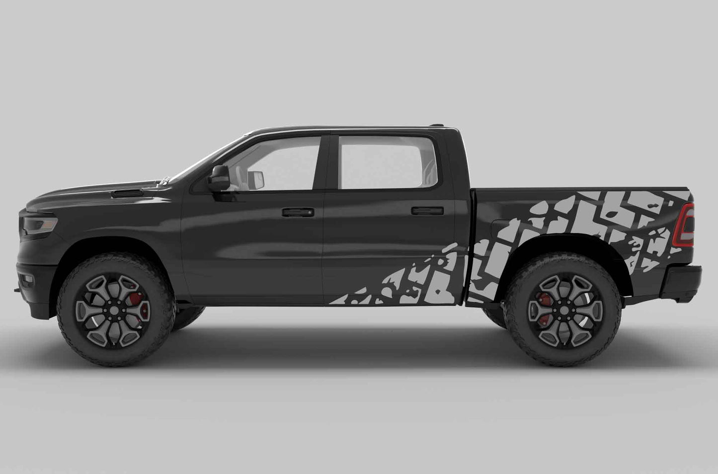 Tire tracks side decals graphics compatible Dodge Ram