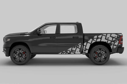 Tire tracks side decals graphics compatible Dodge Ram
