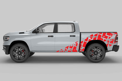 Tire tracks side decals graphics compatible Dodge Ram