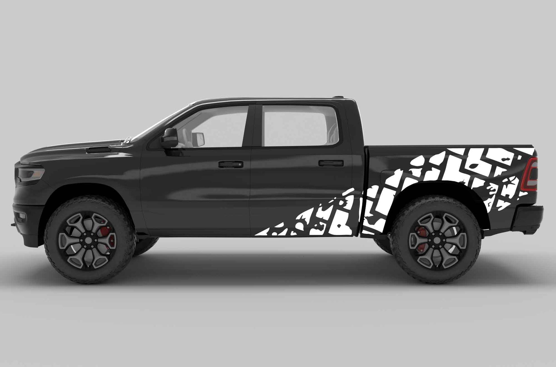 Tire tracks side decals graphics compatible Dodge Ram