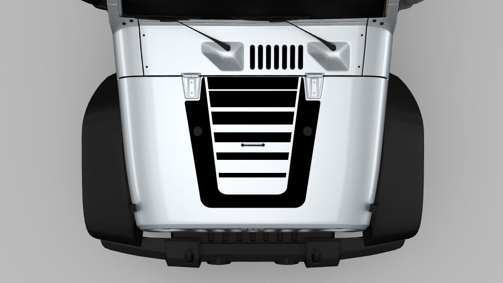 Vented core hood decal graphic on Jeep Wrangler JK hood