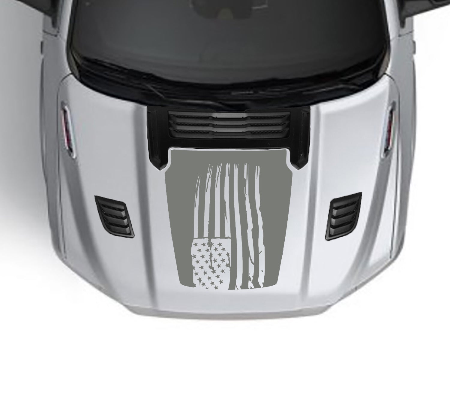 American flag sport hood graphics for dodge ram 1500 2019 to 2023 models gray