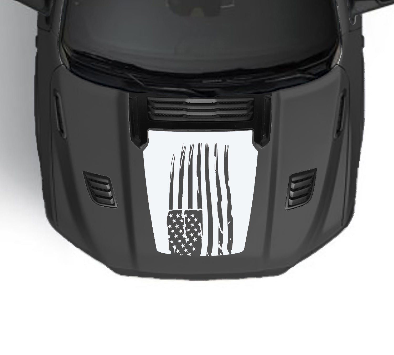 American flag sport hood graphics for dodge ram 1500 2019 to 2023 models white
