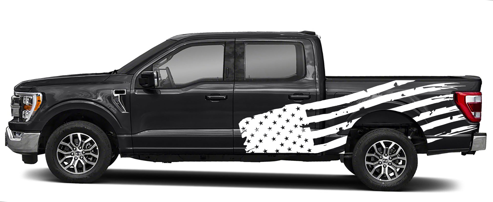patriot american usa flag side vinyl graphics for ford f 150 2021 to 2023 models white