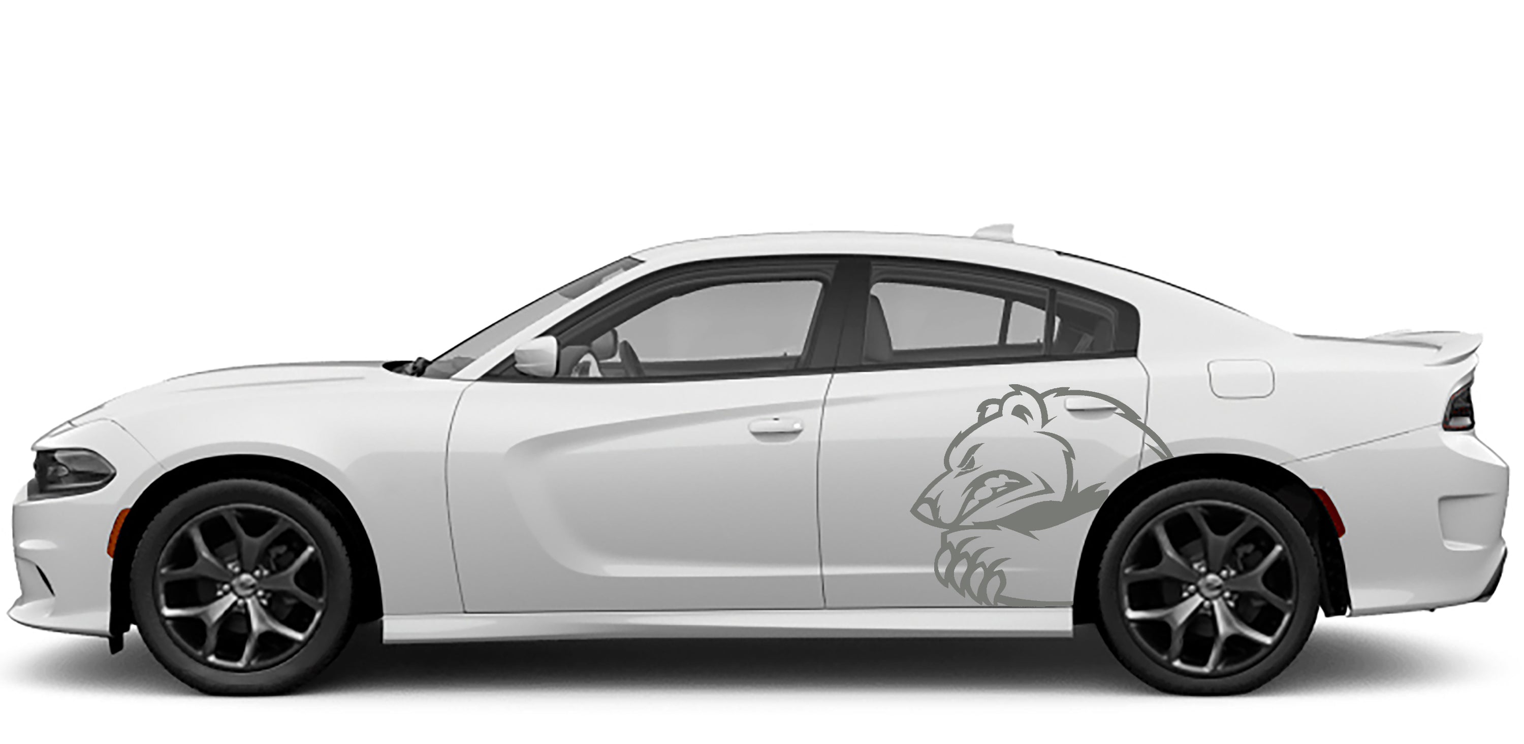 angry bear side decals for dodge charger 2016 to 2023 models gray
