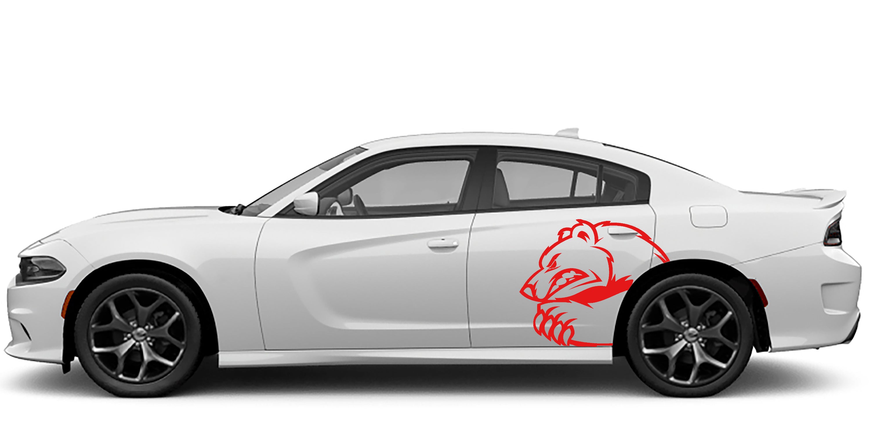angry bear side decals for dodge charger 2016 to 2023 models red