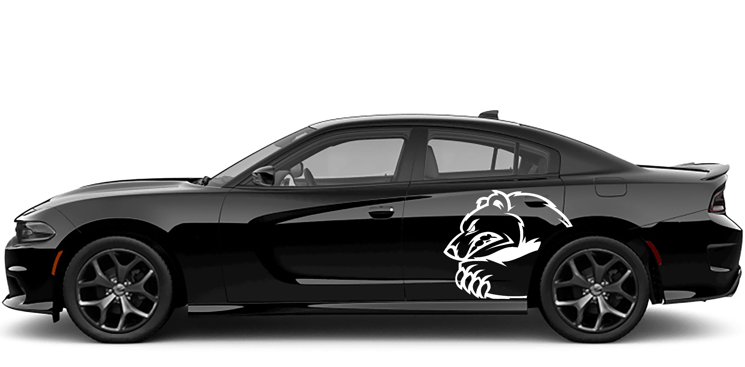 angry bear side decals for dodge charger 2016 to 2023 models white