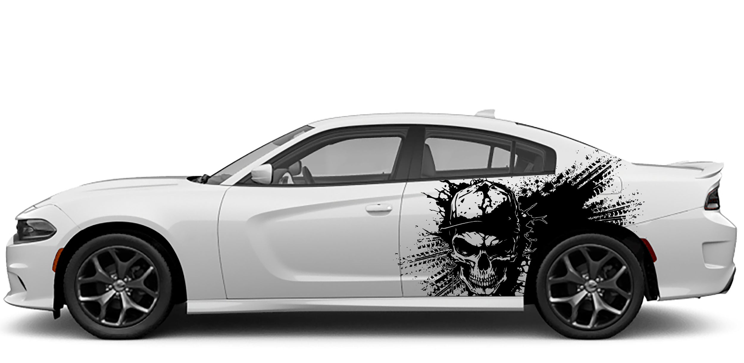 Dodge Charger Angry Skull Splash Side Decals (Pair) : Vinyl Graphics Kit Fits (2015-2023)