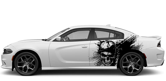 Dodge Charger Angry Skull Splash Side Decals (Pair) : Vinyl Graphics Kit Fits (2015-2023)