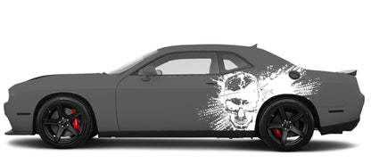 angry skull splash side graphics for dodge challenger 2008 to 2023 models white