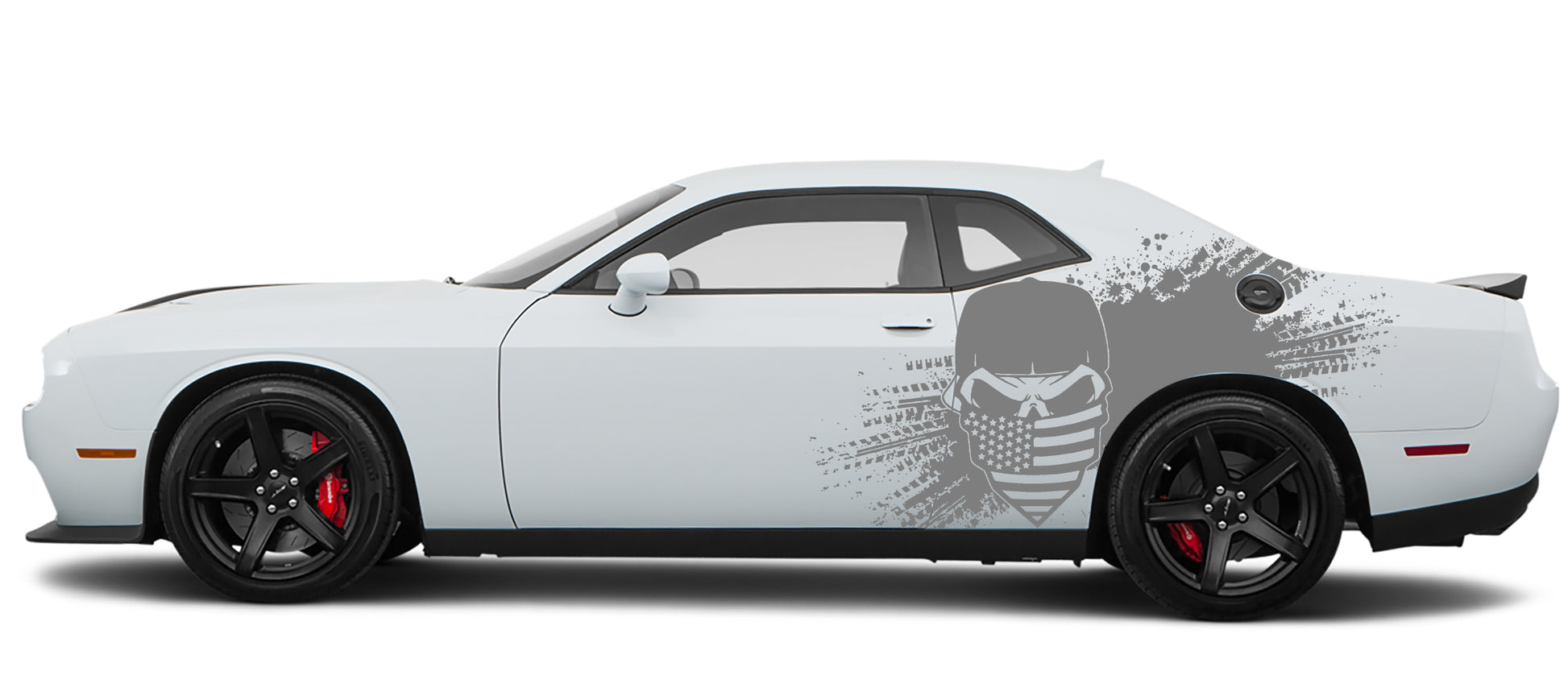 bandana flag skull side graphics for dodge challenger 2008 to 2023 models gray