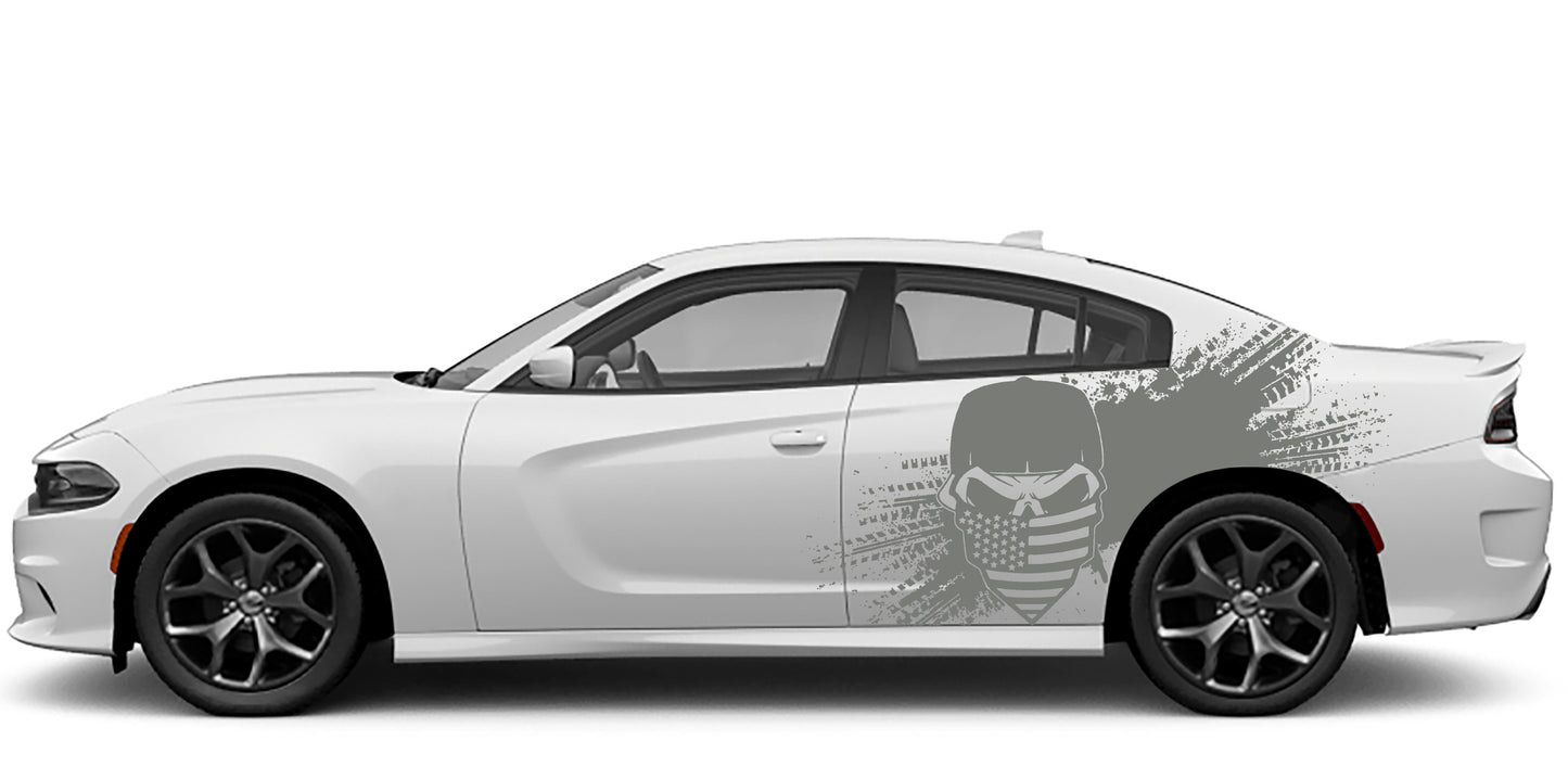 us flag bandana skull side graphics for dodge charger 2015 to 2023 models gray