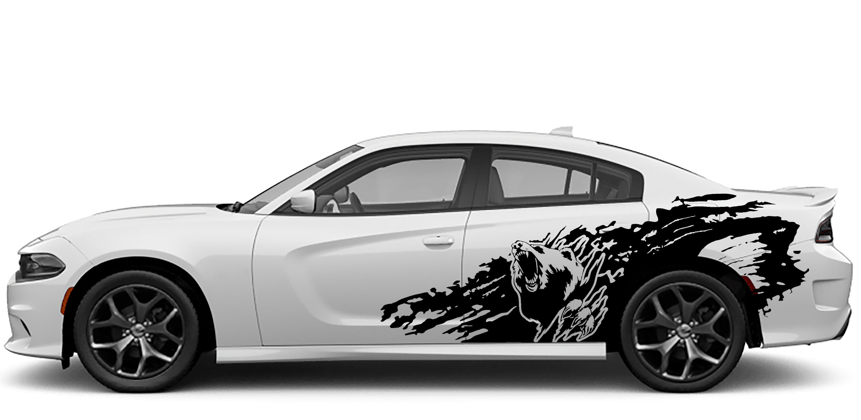 Dodge Charger Bear Grunge Side Decals (Pair) : Vinyl Graphics Kit Fits (2015-2023)